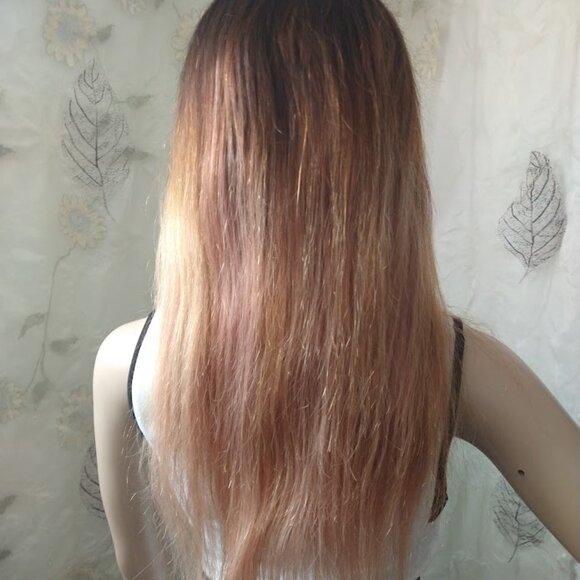 HUMAN WIG NO LACE OMBRE BLOND ,PINK - Picture 3 of 3